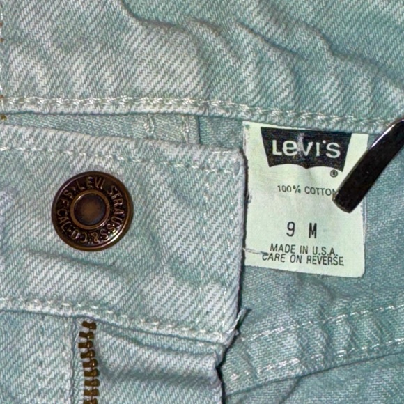 ‘93 Vintage LEVI’s 512 Slim Fit High-Rise Tapered Leg Green Jeans (W25/26 L31) - Picture 5 of 17